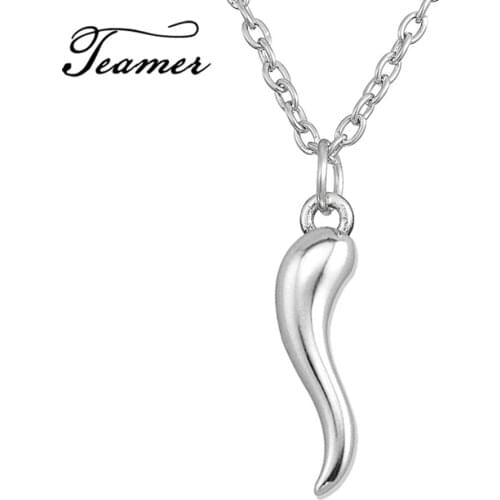 Teamer Plated Lucky Italian Horn Necklace Good Luck Friendship And Dreams Pendant Necklace Jewelry Bijoux GIfts