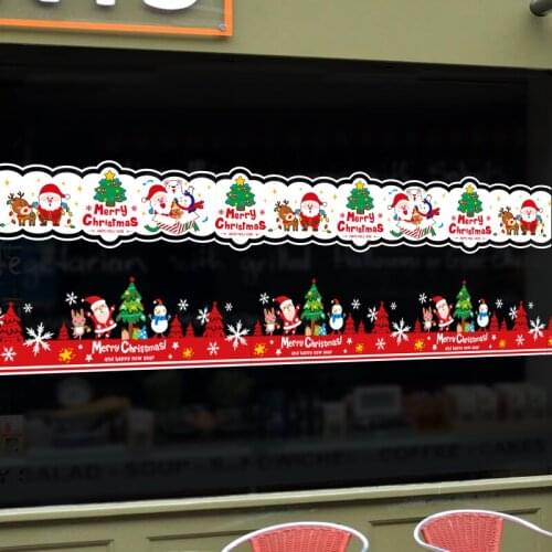Christmas decoration store shopping mall sliding door anti collision sticker holiday layout window paste glass stick waist