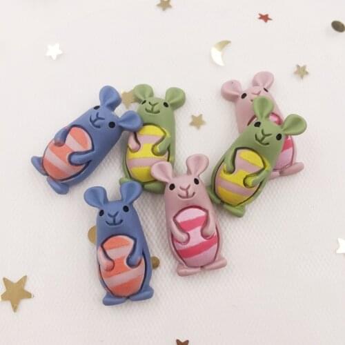 Hand Painted Mix Resin Kawaii Colorful Little Mouse Flat back Stone Scrapbook 12pcs DIY Gift Decor Home Figurine Crafts OF905