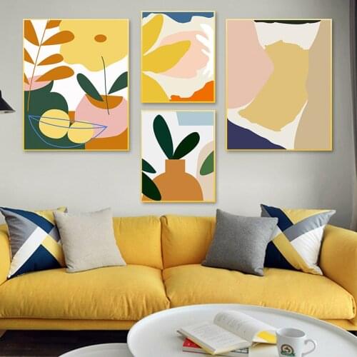 Modern Abstract Scandinavia Colorful Gallery Canvas Painting Wall Art Prints Posters Picture for Living Room Interior Home Decor