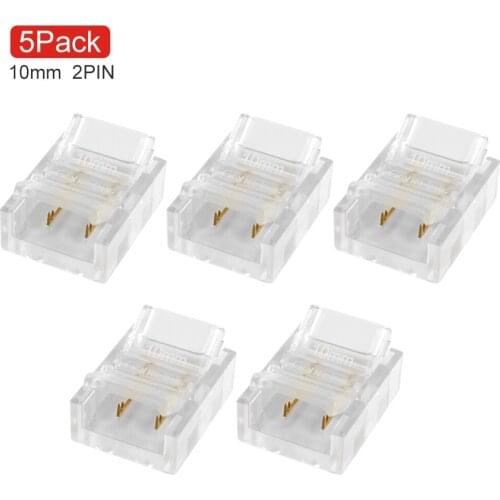 LED Strip Connector 2 Pin 10mm Connector 5050 3528 RGB light Quick Connector Free soldering Terminal Connector 5pcs