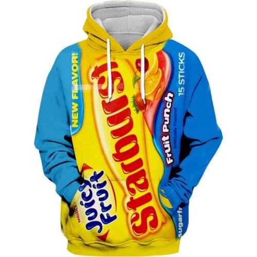 Newest candy Snack bag chocolate sauce 3D Hoodies food Harajuku Men Women Long Sleeve PulloVer Hooded Sweatshirt Casual Brand-3