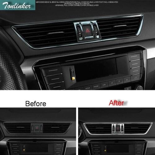 Tonlinker Cover Case Stickers For SKODA SUPERB 2016-17 Car Styling 3 Pcs stainless steel Dashboard air outlet cover stickers