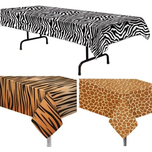 Waterproof Table Cloth Cover Birthday Party Decor Animal Theme Zoo Hawaiian Zebra Tiger Tablecloth Jungle Party Supply 137*274CM