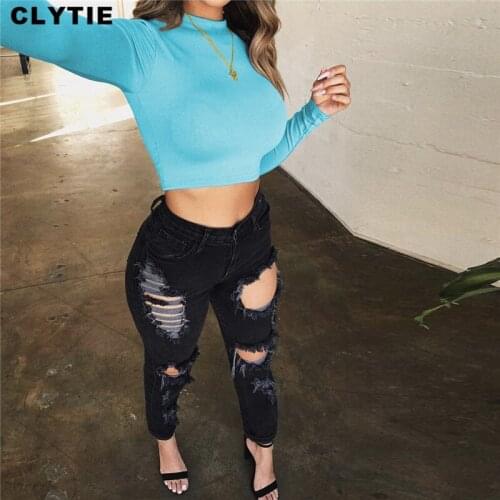 Clytie New Hot Sale Summer T Shirt For Women Long Sleeve Skinny Ladies High Waist Clothing Female 2021 Casual Home Top