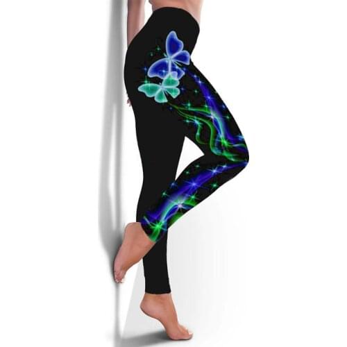 Plus Size High Waist Flash Butterfly Leggings Women Y2k 2020 Sports Workout Ankle Length Pants Ladies Fashion Fitness Leggins