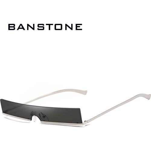 BANSTONE HD Sunglasses Women Vintage Fashion Black Red Sun Glasses Small Square Metal Frame Men Sun Glasses