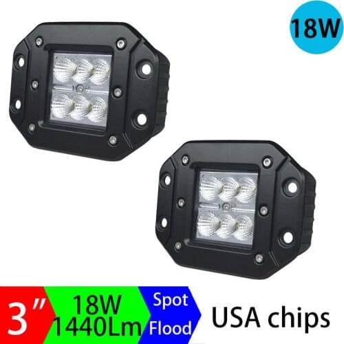 1Pair 18w Led Work Light Off Road Offroad Lamps Light Led Driving Light Lamp Flush Cover Super Flush mount Off Road Lighting