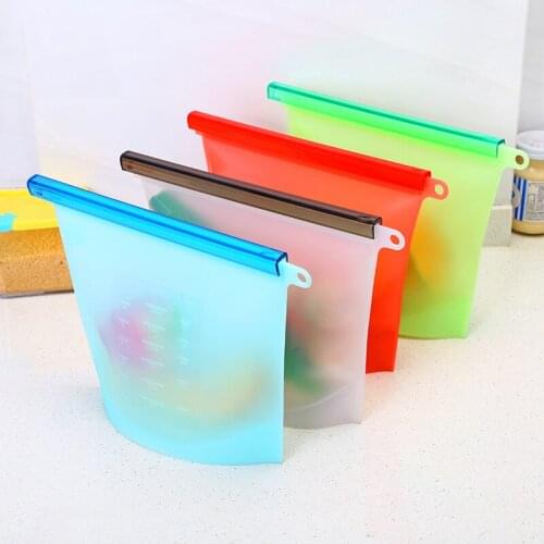 1pcs 1500ML Silicone Plastic Bag Vacuum Sealed Bag Food Frozen Storage Bag Refrigerator Food Fruit Storage Bag Wholesale