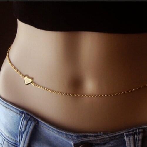 1PCS Women Girls Waist Chain Fashion Simple Heart Shape Decor Belly Chain Bikini Chain for Summer Beach Jewelry Accessories