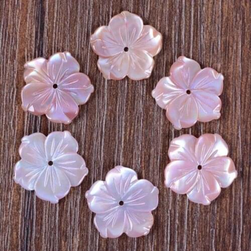 10 pieces/lot ) New 15x2mm Carved Pink MOP Mother of Pearl Shell Flower Beads Loose Beads Charms