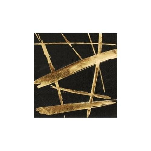 100pcs Free shipping 25cm*25cm foiled gold balck paper napkins for party decoration