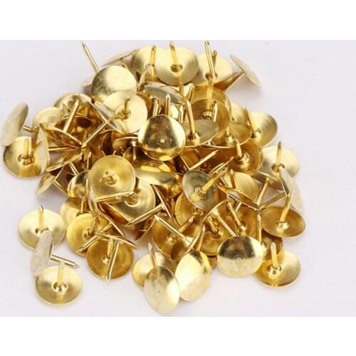 100pcs/box Gold Color Metal Thumb Tack Bulletin Board Message Paper Fixed Push Needle Pins Office Binding Supplies Push Pins