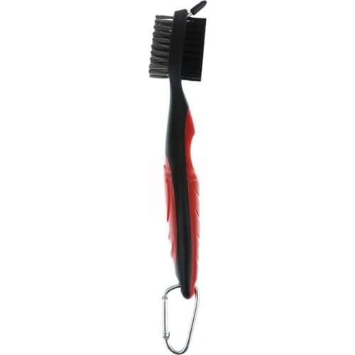 2 Sides Golf Club Cleaning Brush Groove Cleaner Golfer Tool with Handy Clip
