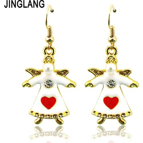 2017 Free Shipping Fashion Golden Plated Christmas Charms Snowman Earrings with Artificial Pearl Statement For Party Jewelry