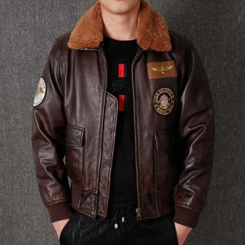 2020 Vintage Brown Men World War II Pilot Leather Jacket Plus Size XXXL Genuine Cowhide American Aviator Coat FREE SHIPPING
