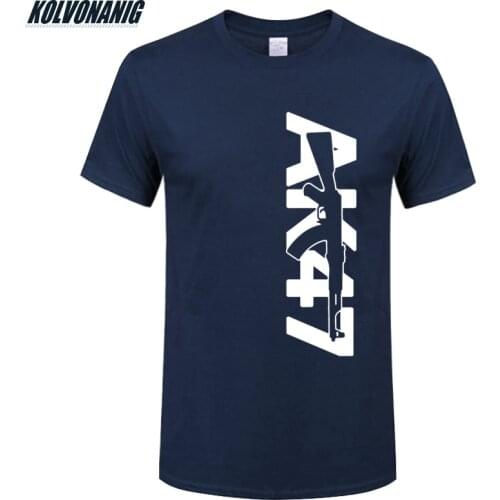 2019 Summer New Fashion Streetwear Cotton O-Neck Short Sleeve Men AK 47 T Shirts AK-47 Rifle Gun Personalized Print T Shirt Tops