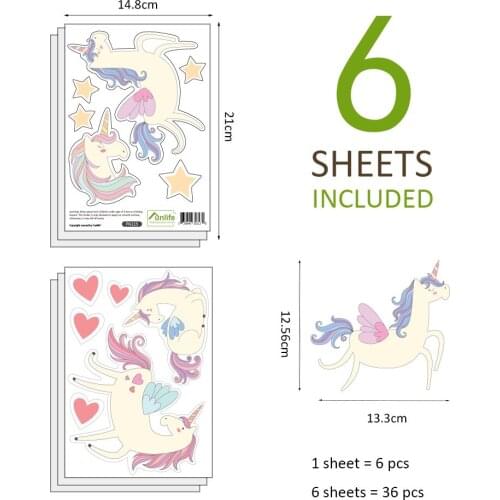 36pcs/Set Color Hearts Star Unicorn Wall Stickers Wallpaper for Childrens Room Home Decor Sticker Fun Life PA115