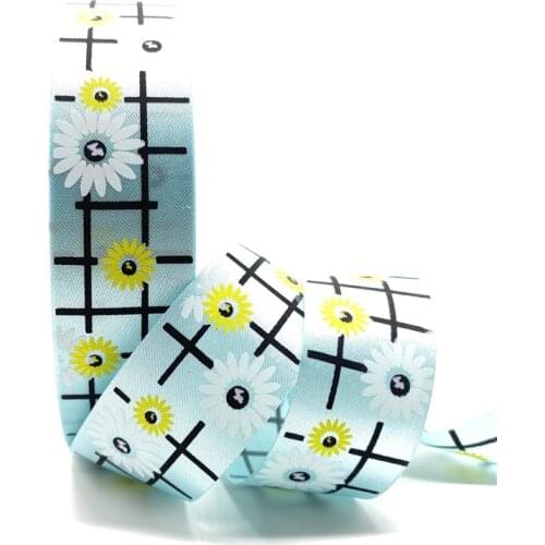 5Yards 25mm Printed Small Gloral Pattern Segment With Christmas Ribbon Used For Christmas Decoration DIY Sewing Fabric #09