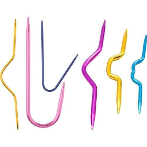 6pcs Colorful Aluminum Knitting Cable Needles Stitch Holder DIY Sewing Tools