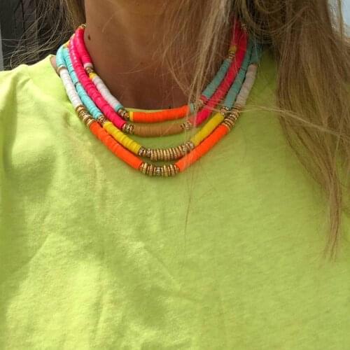 2020 New Silicone Boho Choker Multi-colored Retro Classic Soft Ceramic Short Necklace Banquet Party Vacation Fashion Accessories