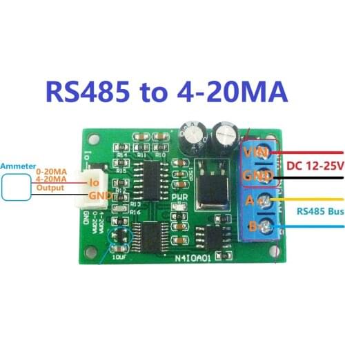 Dc 12v Dac Module Rs485 To 4-20ma/0-20ma Current Signal Generator Pwm To Dc Analog Converter
