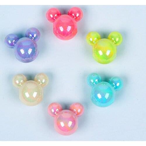 Kids Cartoon Mouse Head Mickey Candy Color Acrylic Beads for Bracelet Jewelry Findings Crafts Making 35Pcs AB Colorful Beads