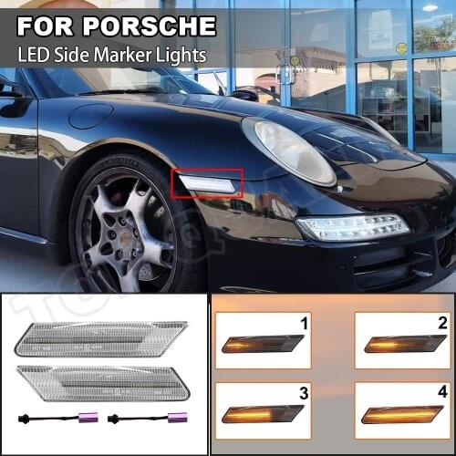 Dynamic LED Side Marker Light Indicator Arrow Turn Signal Lamp For Porsche Boxster Cayman 911 Carrera Targa 4 4S GT2 GT3 Turbo