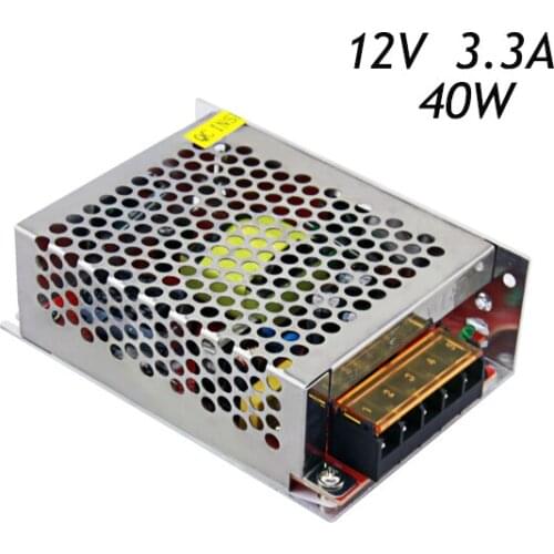 10Pcs/lot High Quality 12V 3.3A 40W Switching Power Supply Driver for LED Strip AC 110~220V To DC Non-waterproof