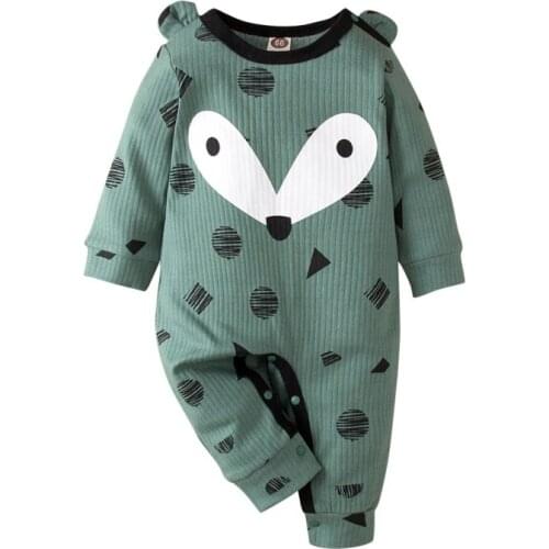 Cotton Baby Rompers Cartoon Printed Newborn Infant Baby Boys Girls Climbing Clothes Long sleeve Jumpsuit