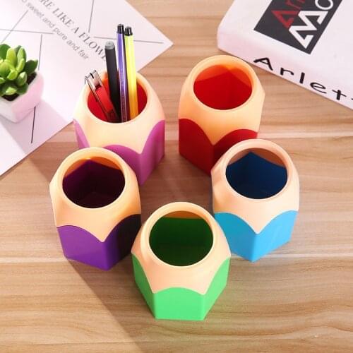 Creative Pen Vase Pencil Pot Makeup Brush Holder Stationery Desk Tidy Plastic School Office Supplies Desk Organizer