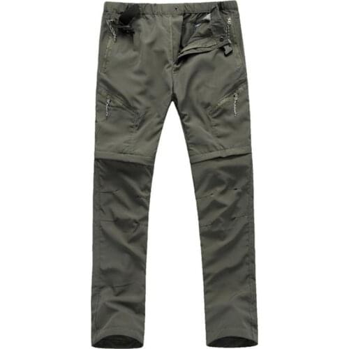 Lightweight Casual Adjustable Waistband Men Removable Trousers Wear Resistant Camping Pants Zipper Closure for Trekking