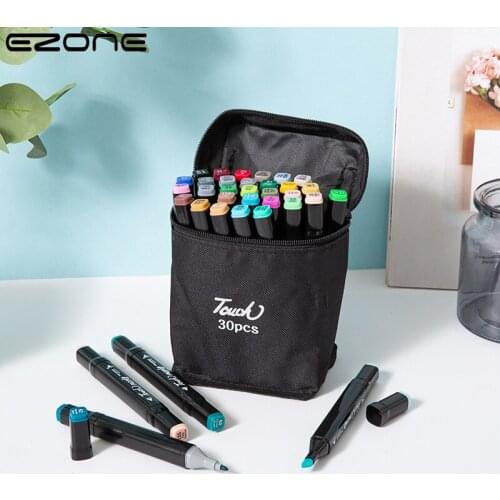 EZONE 24/30/36/40/48 Colors Brush Pen Art Markers Set Dual Headed Artist Sketch Oily Alcohol Based Markers For Animation Manga