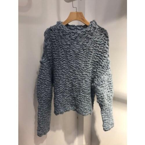 Fashion 2021 New Ladies Long Sleeve Sexy Casual Pure Color Handmade Thick Sweater 0922