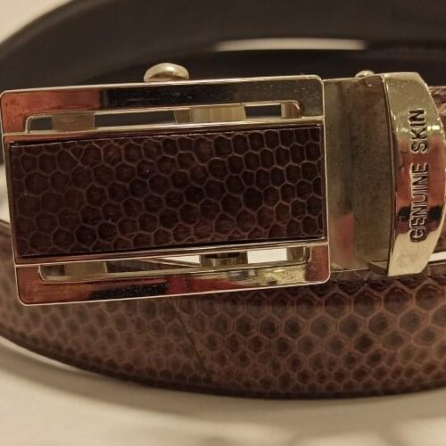 Men Genuine Leather Brown Belt Vintage Metal Buckle 2021 New Fashion Waistband Natural Snake Skin Luxury Business