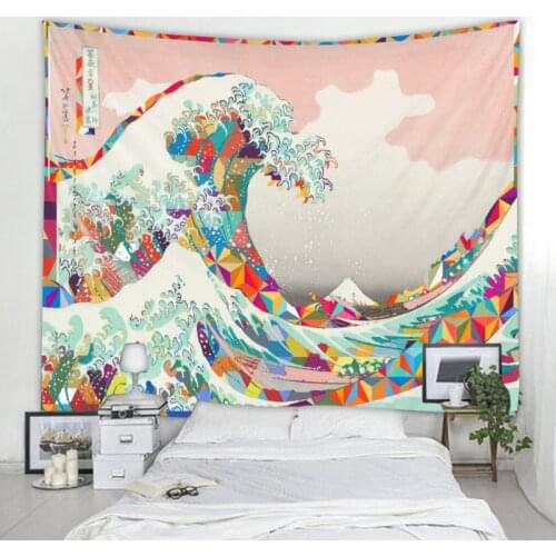 Japanese Wave Tapestry Home Furnishings Divination Witchcraft Wall Tapestry Bohemian Decoration Hippie Manchala Tapestry