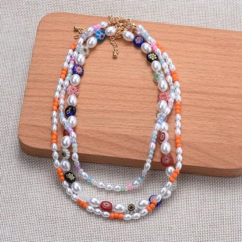 2021 New ZA Beaded Choker Necklace Women Colorful Faux Pearls Beads Kids Handmade Charm Necklace Jewelry Accessories Girls Gift