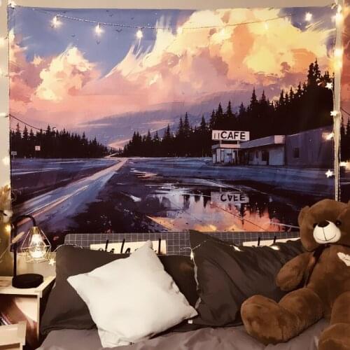 New Sunset Scenery Background Cloth Fashion Home Atmosphere Decoration Supplies Hanging Cloth Living Room Bedroom Tapestry