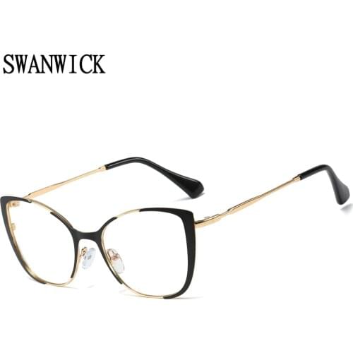 Swanwick anti blue light glasses women cat eye glasses frames optical spectacles computer transparent lens female metal hot item