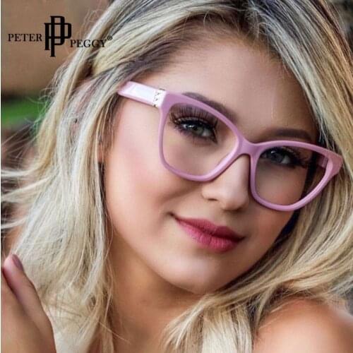Optical Transparent Frame Glasses Women Pink Eyeglasses Clear Lens Spectacles Frames Decoration Myopia Prescription Glasses
