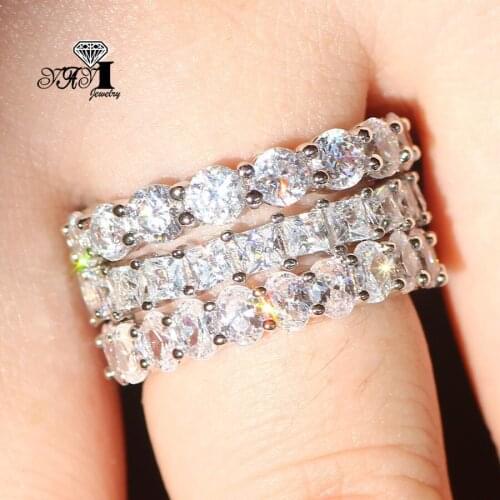 Wholesale YaYI Jewelry Fashion Princess Cut CT White Pink Cubic Zirconia Silver Color Engagement Wedding Party Lovers Rings