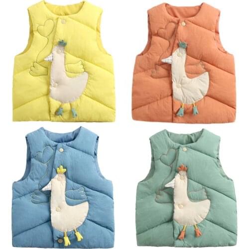 Autumn Winter Warm Vest For Children 6M-6 Years Baby Girls Cute Cartoon Waistcoat Cotton Padded Outerwear Kids Boys Jackets