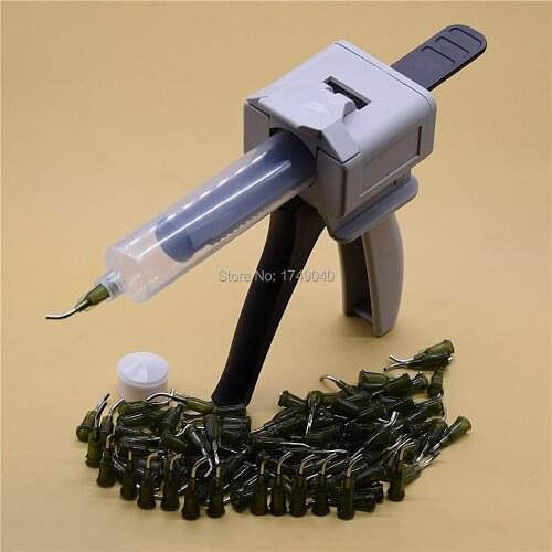 UV Glues Adhesive Caulking Gun 30ml Glue Gun with 30cc Glue Dispenser Syringe Barrel 14G Bent Tapered Dispensing Needle Tips Set