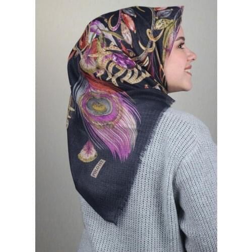 POLOİST SHİNE PATTERNED SILVERY LINEN SCARF-DESEN-23-RENK-07