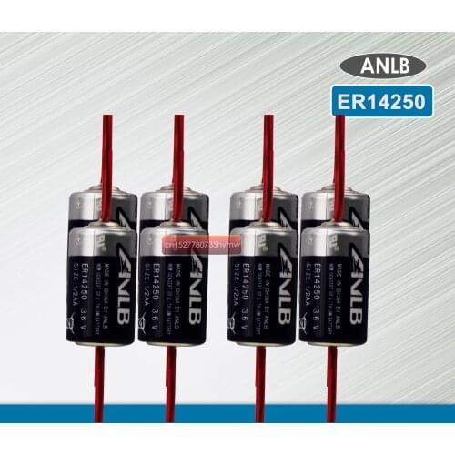 10PCS ANLB ER14250 ER 14250 CR14250SL 1/2 AA 1/2AA 3.6V 1200mAh PLC industrial lithium battery With Pins primary battery