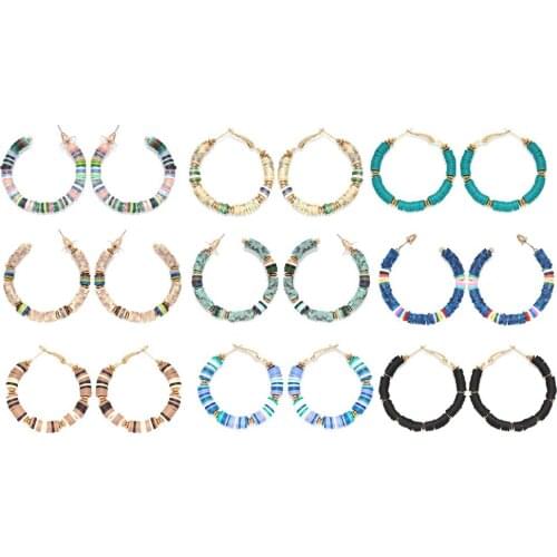 Boho Polymer Clay Heishi Beads Summer Multicolor Earings Women Girl Colorful Arm Candy Vacation Fashion Cute Surf Jewelry Gift