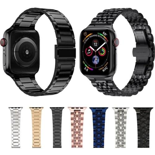 Stainless Steel Metal Band For Apple Watch 44mm 42mm 38mm 40mm Bracelet Upgraded Adapters Straps For iWatch Series 6 5 4 3 2 SE