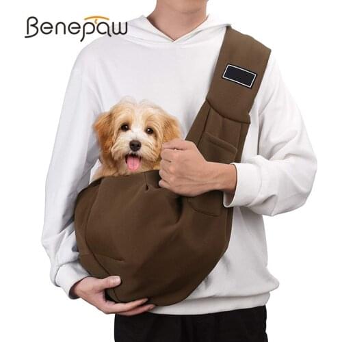 Benepaw Fashion Sling For Small Dogs Comfortable Wide Shoulder Strap Secure Hook Pet Carrier Durable Puppy Carrying Bag Travel