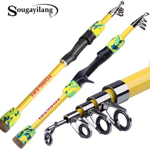 Sougayilang 1.5m Telescopic Fishing Rod Proable Short Travel Casting Spinning Rod Boat Rock Stick Pole Trout Fishing Tools