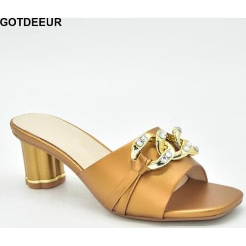 Strange Heel Peep Toe Slippers Shallow Novelty Patchwork Party Metal Decoratio Sweet Women Shoes High Heel Wedding Shoes Bride